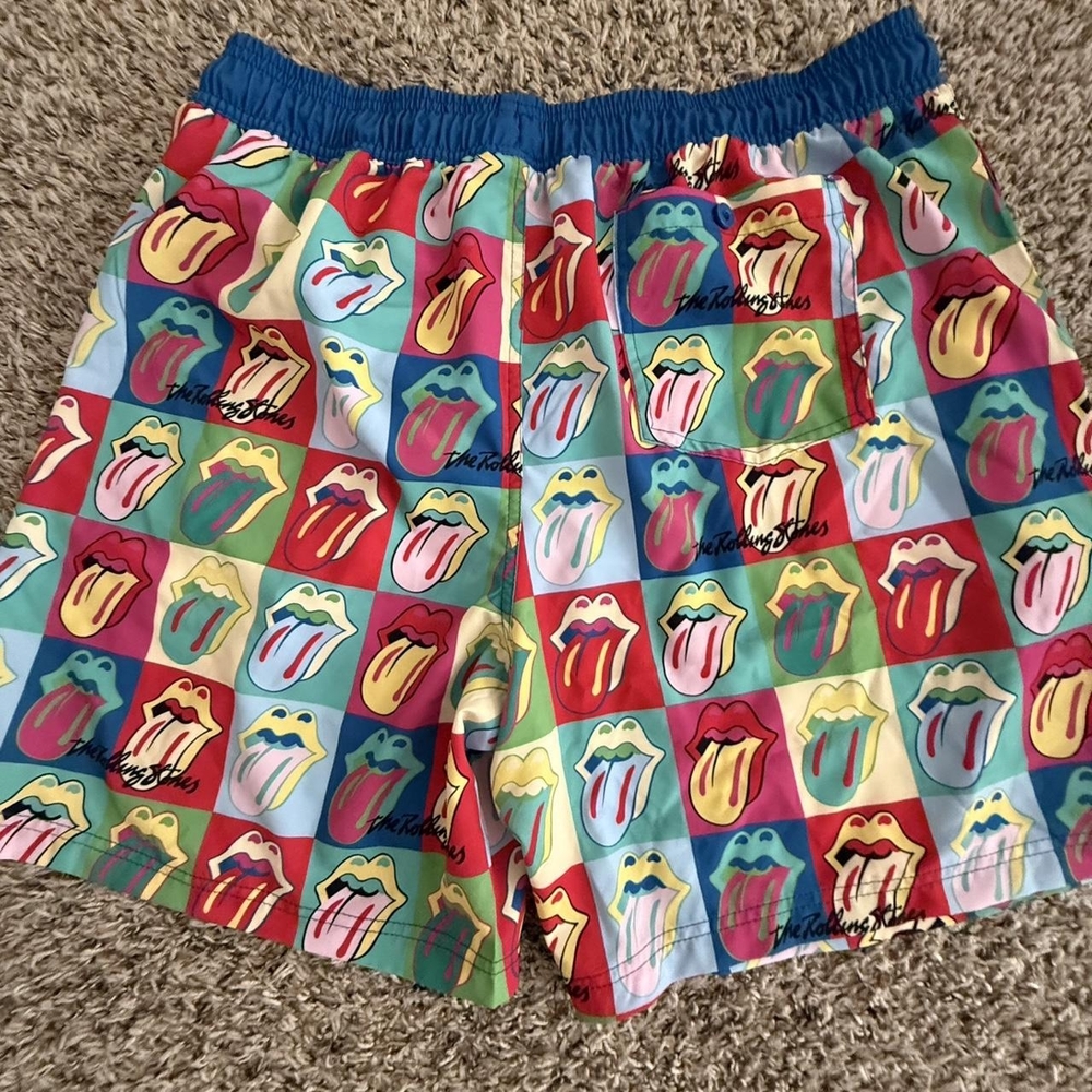 Rolling Stones Red and Blue Retro Swim Shorts XL